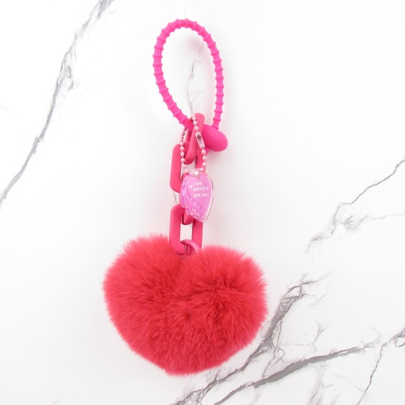 Pink Soft Plush Love Chain Keychain, Car Keychain and Bag Charm - Picture 4 of 4
